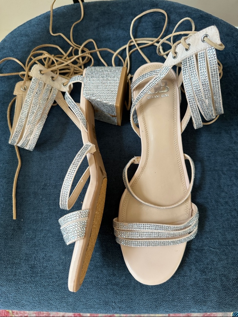 Gianna Bini Rhinestone Lace-up Sandles Sz 10M